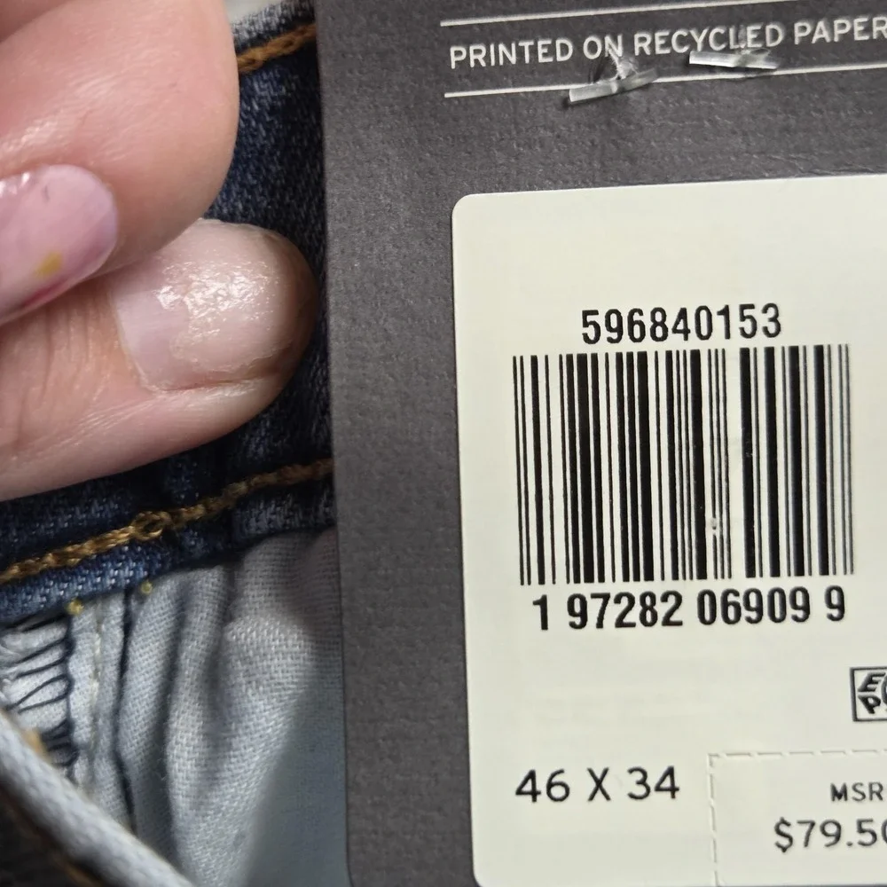 Levis 502 Jeans Mens 46x31 Blue Light Wash Regular Fit Tapered Stretch Denim
